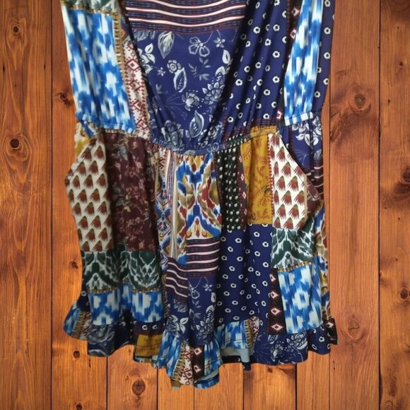 Vava by Joy Han Women's Small Strapless Gather Waist Romper Boho Peasant Hippie - Picture 3 of 5